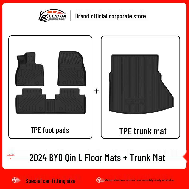 TPE Waterproof, Odorless Trunk and Floor Mats for BYD Qin L EV (2015)