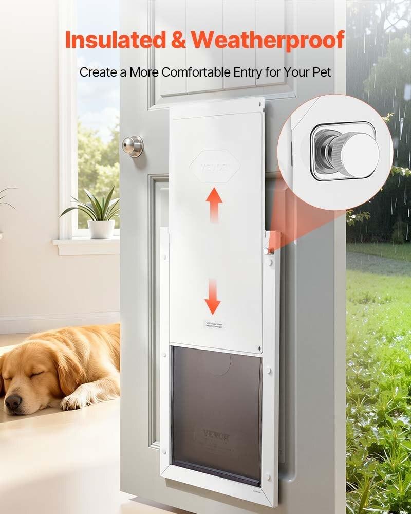 Pet Door, X-Large, with Double Magnetic Flaps and Metal Frame, Strong and Weatherproof Dog Door for Interior and Exterior Doors, Easy To Install, Easy