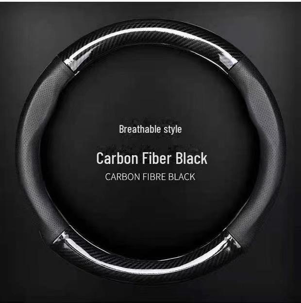 Universal Carbon Fiber Leather Steering Wheel Cover - Breathable, Non-Slip, Sweat-Absorbent, Four Seasons Use