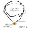 Heart Pendant Necklace with Natural Stone Cross, Vintage Wax Cord Chain, High-end Retro Necklace