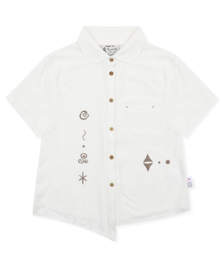 RuNaKi'Hu' Wxts013 Harappa Asymmetrical Short Sleeve Shirt (White)