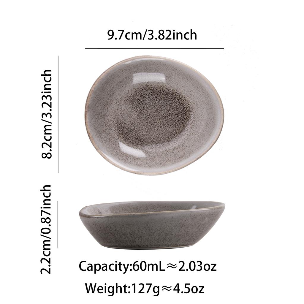 Japanischer Unregelmäßiger Keramikteller Reisschale Speisetablett Retro Grau Geschirr Steakteller Dessertteller Salatschüssel Suppenschüssel Geschirr