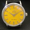 SWISS VINTAGE ENICAR STAR JEWELS HAND-WINDING MENS YELLOW DIAL WATCH a703029-1