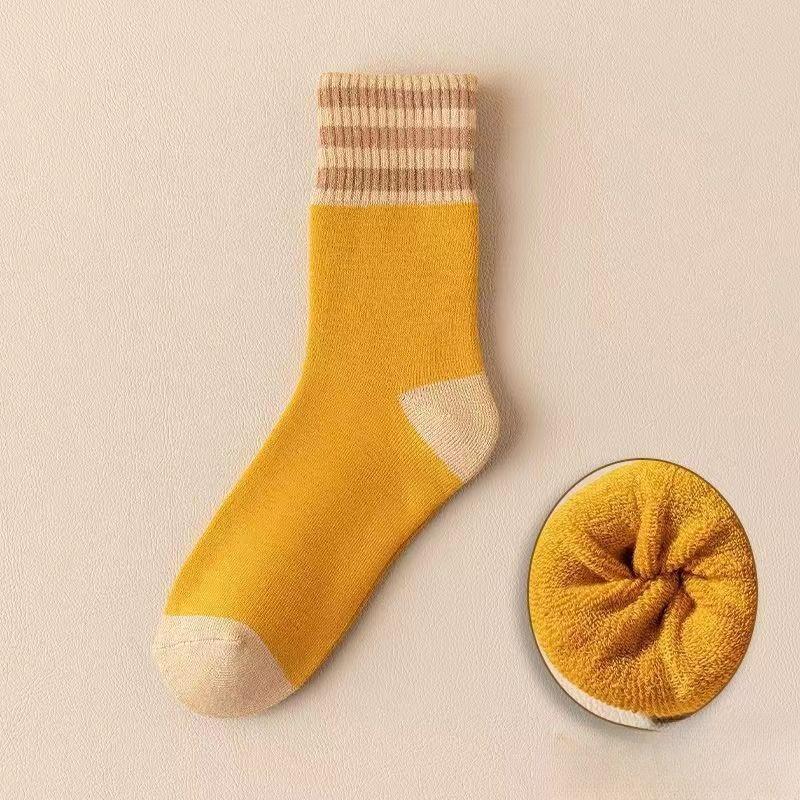 Women's Winter Fleece, Thickened Towel Socks, Striped Warm Winter Long Socks, Autumn and Winter Mid-calf Socks