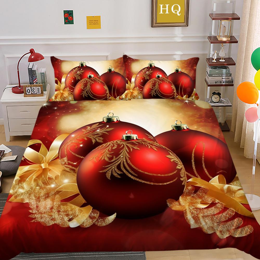 Świąteczny Nadruk Cyfrowy Druk 3D Poliestrowa Poszewka na Poduszkę Poszwa na Kołdrę Dostępny Zestaw Dwu- lub Trzyczęściowy