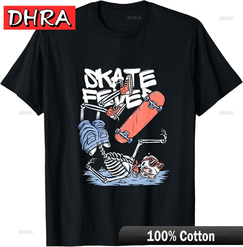 Skeleton Skate Fever Graphic Print T-shirt