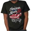 American Muscle Car Feel The Power USA Flag Womens or Mens Crewneck T Shirt Tee