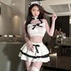 Sweet Cool Girl Outfit Set Pure Desire Style Crop Camisole with Puff Sleeves Bowknot Ruffle Mini Skirt for Women