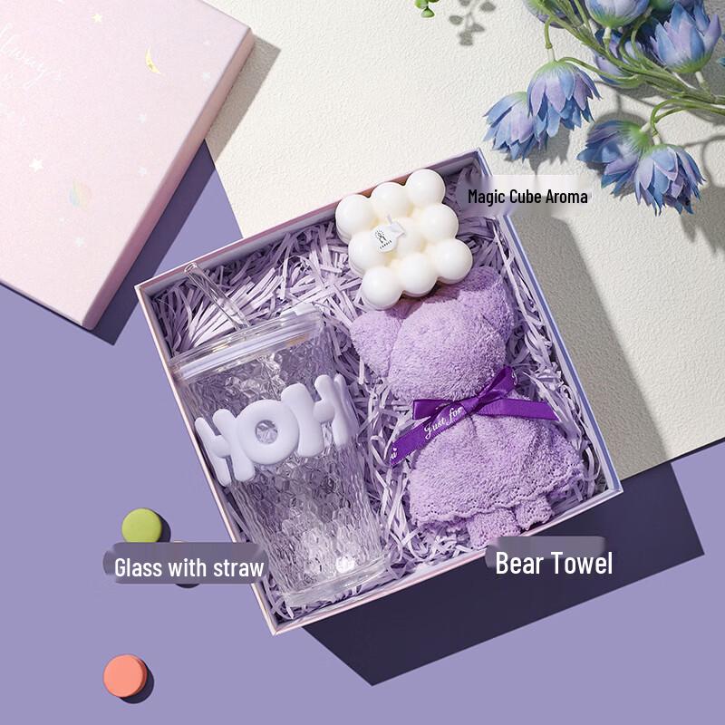 A1 Glass Cup, Bear Towel & Aromatherapy Gift Set