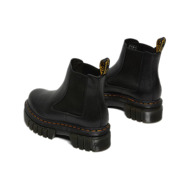 Nye Dr.Martens Audrick Nappa Skinn Plattform Chelsea Støvletter 'Svart' Dame 27148001
