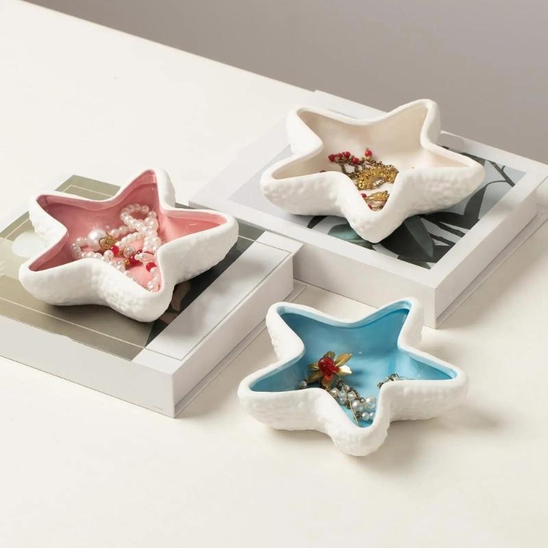 Beach Themed Earthenware Jewelry Dish Decorative Storage Solution For Daily Accessories And Present Box Included