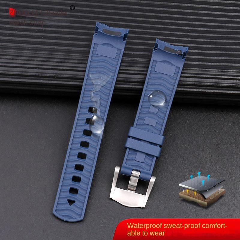 For Omega New Seamaster 300 Universe 007 Curved End Fluorous Rubber Silicone Watchband 20mm 22m Watch Soft Strap Men Replacement