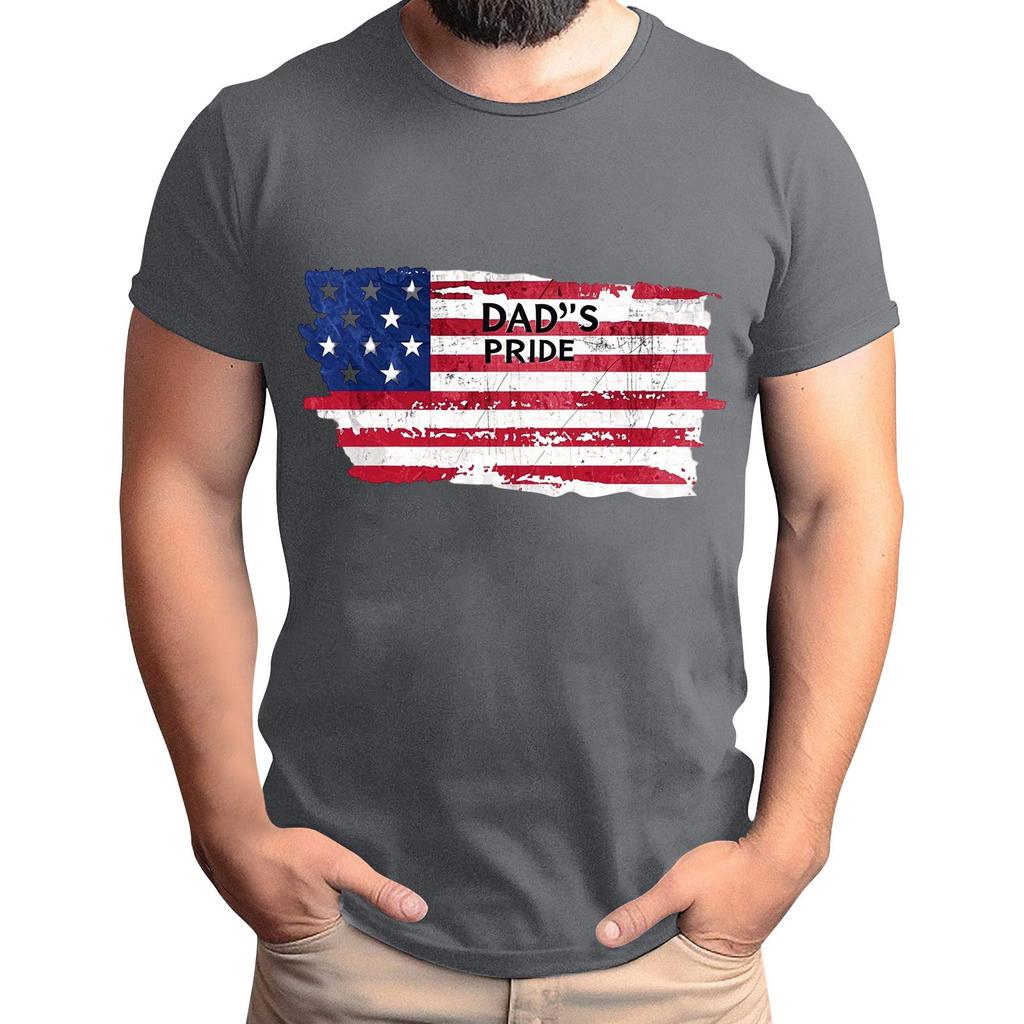 Men's Father's Day Flag Printed T-Shirt Men's Loose Casual Short Sleeve Top