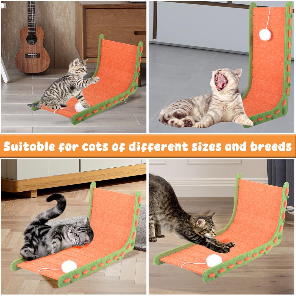 Felt Cloth Cat Scratch Pad L/T Shape Vertical Scratching Board With Interactive Ball Toy Wear-Resistant Pet Claw Sharpening Tool
