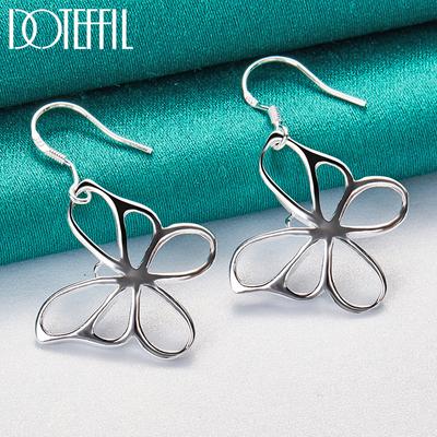 925 Sterling Silver Hollow Butterfly Drop Earrings Jewelry