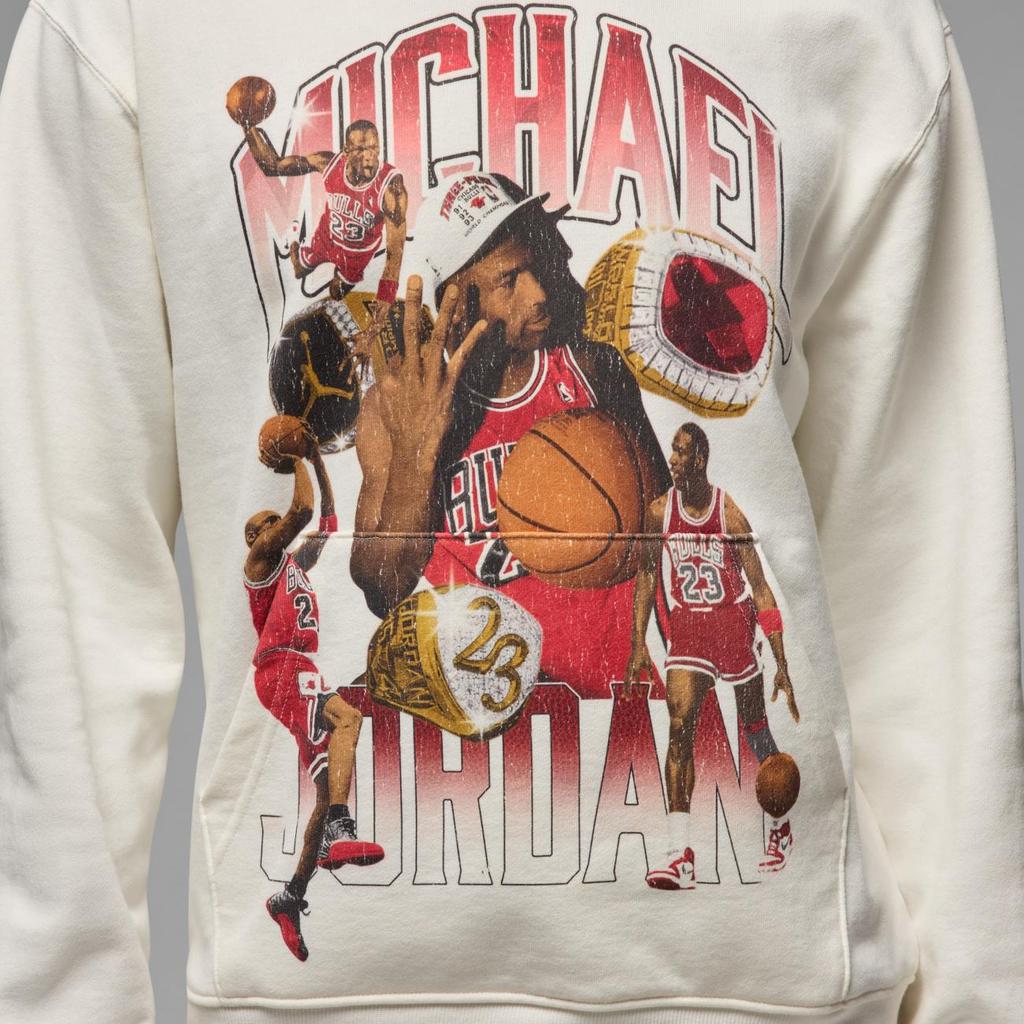 Jordan Flight Fleece Character Pattern Casual Fleece Lined Hoodie Men Hoodies Sail-White HJ4397-133