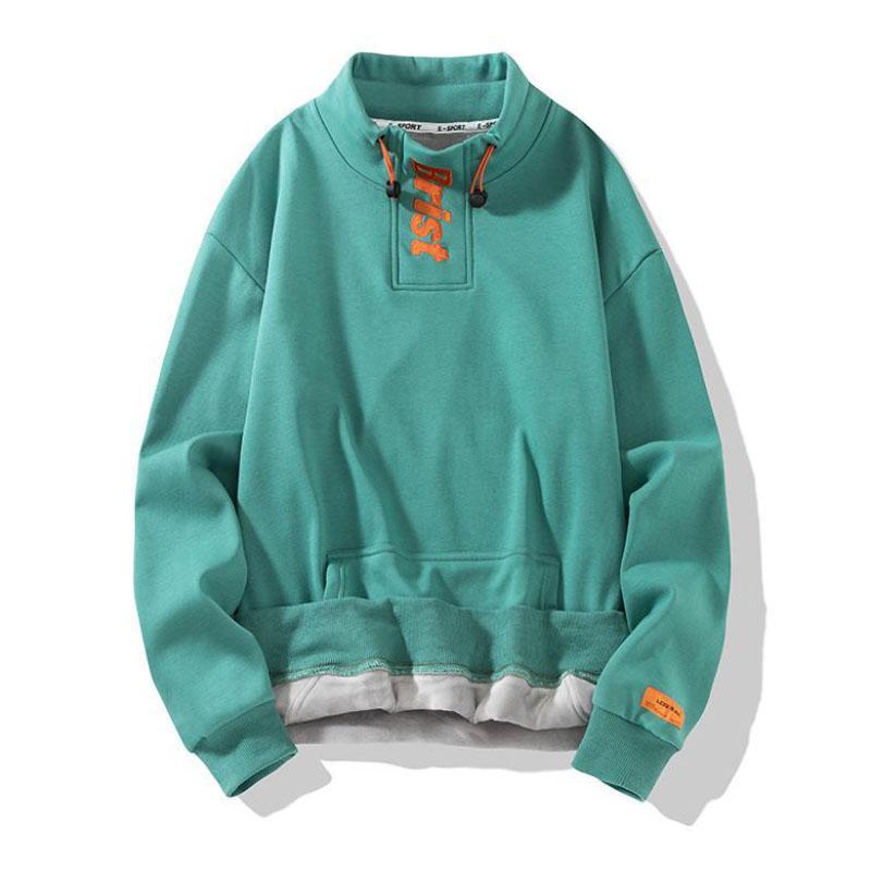 

Зимний свитер со средним воротником, Мужская трендовая свободная рубашка с высоким воротником и бархатной толстой мужской нижней рубашкой M