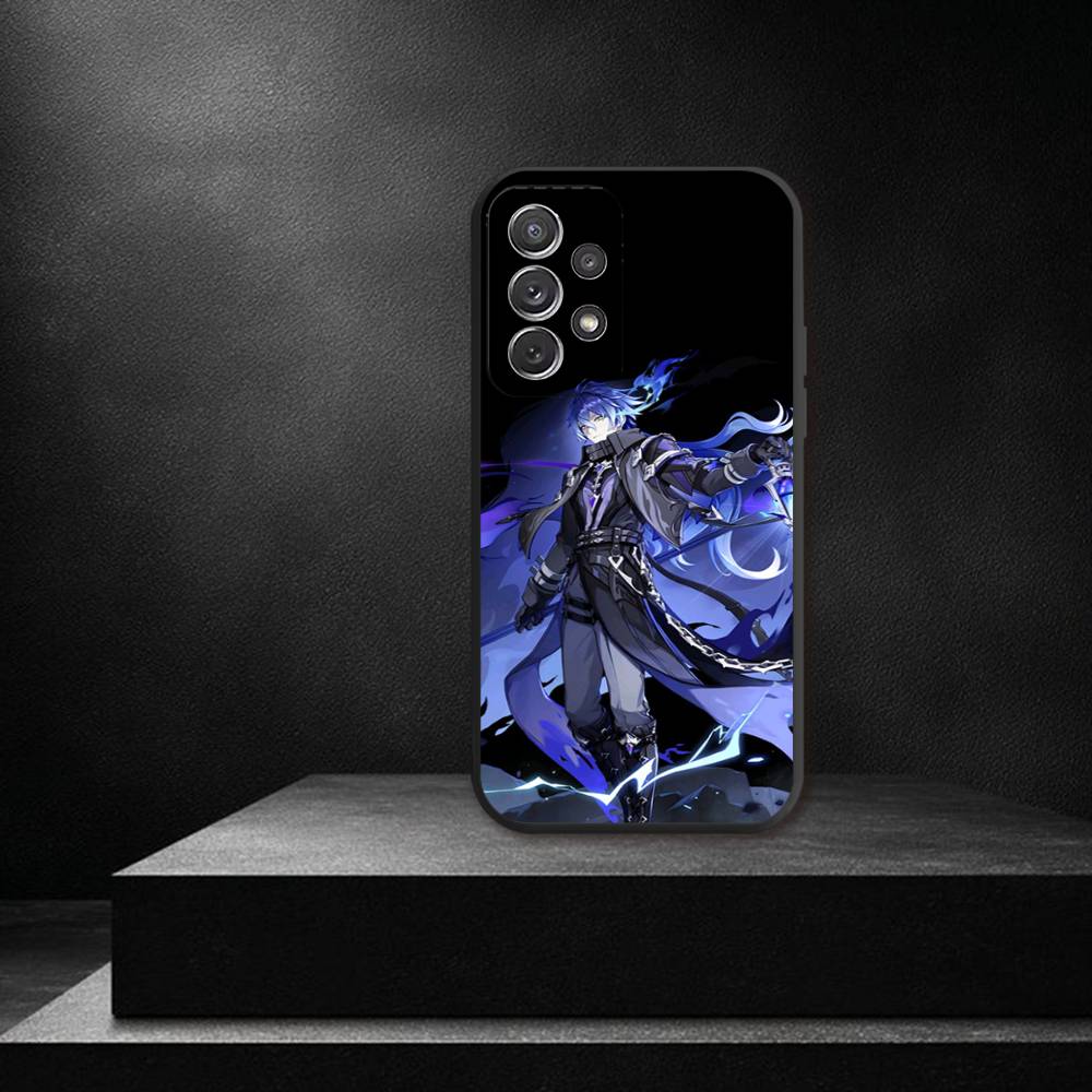 Genshin Impact F-Flins Phone Case For Samsung S 25,24,23,22,30,21,10,9,Ultra,Plus,Lite,FE,4,5G Black Soft Case