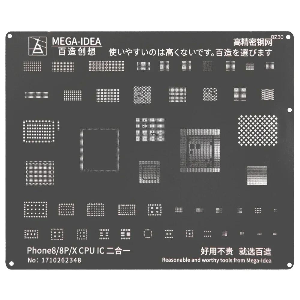 QIANLI MEGA-IDEA Black BGA Reballing Stencil Multifunction Universal Net for iPhone 6-17 Pro Max Planting Tin Steel Mesh Tools