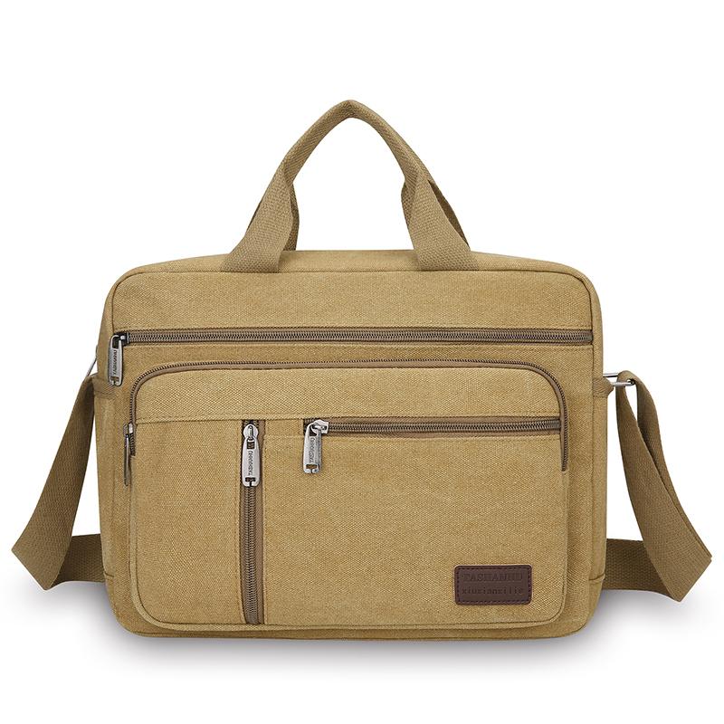 Classic Canvas Messenger Bag - Men's Crossbody Shoulder Tote for Work & Travel (Water Resistant Durable Handbag)