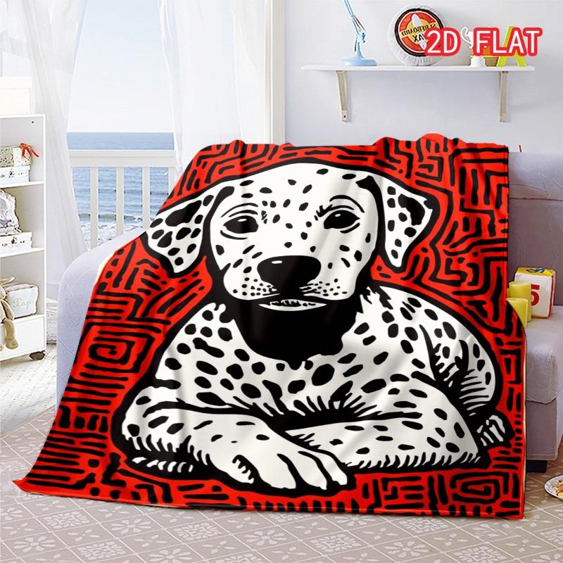 Dalmatian Dog Art Print Flannel Blanket, Soft Cozy Throw Blanket for Couch, Bed, Sofa, Dog Lover Gift 75x90cm