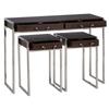 Entrance Furniture Metal Wood Brown Silver (3 Units)