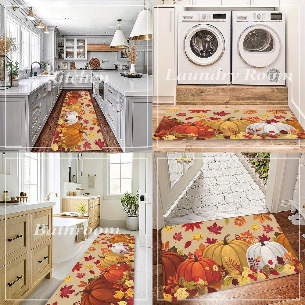 1/2PCS Autumn Pumpkin Hallway Runner Rug Thanksgiving Decor Entryway Soft Non-Slip Washable Maple Leaf Rugs Home Decor