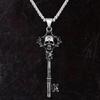 Gothic Vintage Silver Skull Key Necklace With Stainless Steel Chain For Women