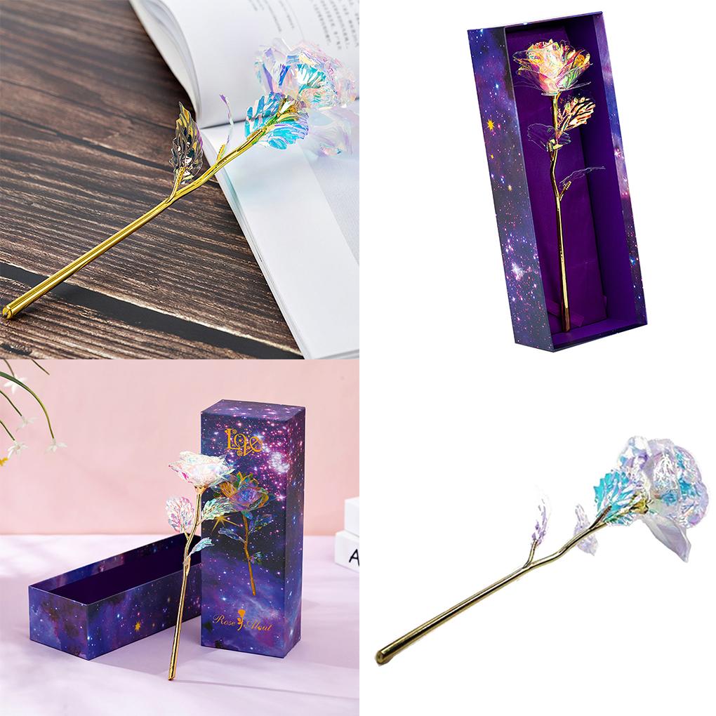 Hot\! 24K Foil Plated Gold Rose Flowers Box Wedding Decor Valentines Day Creative Gift Golden Rose