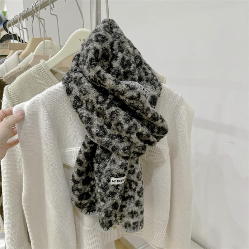

200*30Cm Winter Thick Mohair Fur Scarf Sexy Leopard Cashmere Shawls And Wraps Pashmina Stole Bufandas Muslim Hijab Sjaal