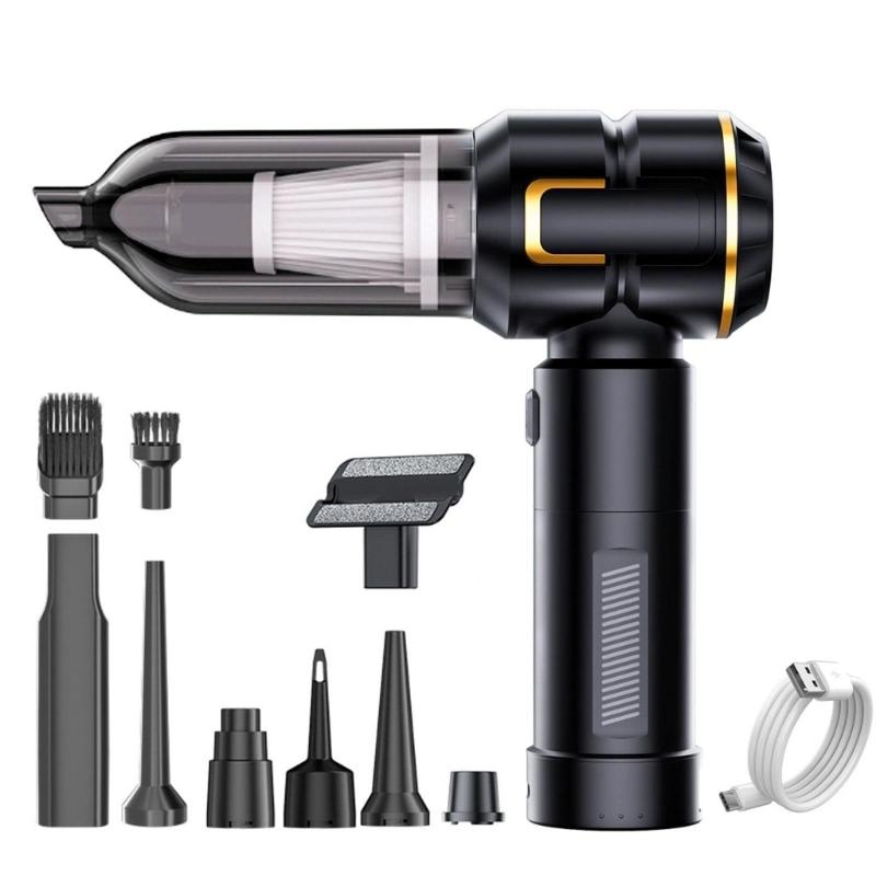 Detachable Car Vacuum Featuring LED Light Multifunction Design Including Suction Blower Inflator Sealer Function