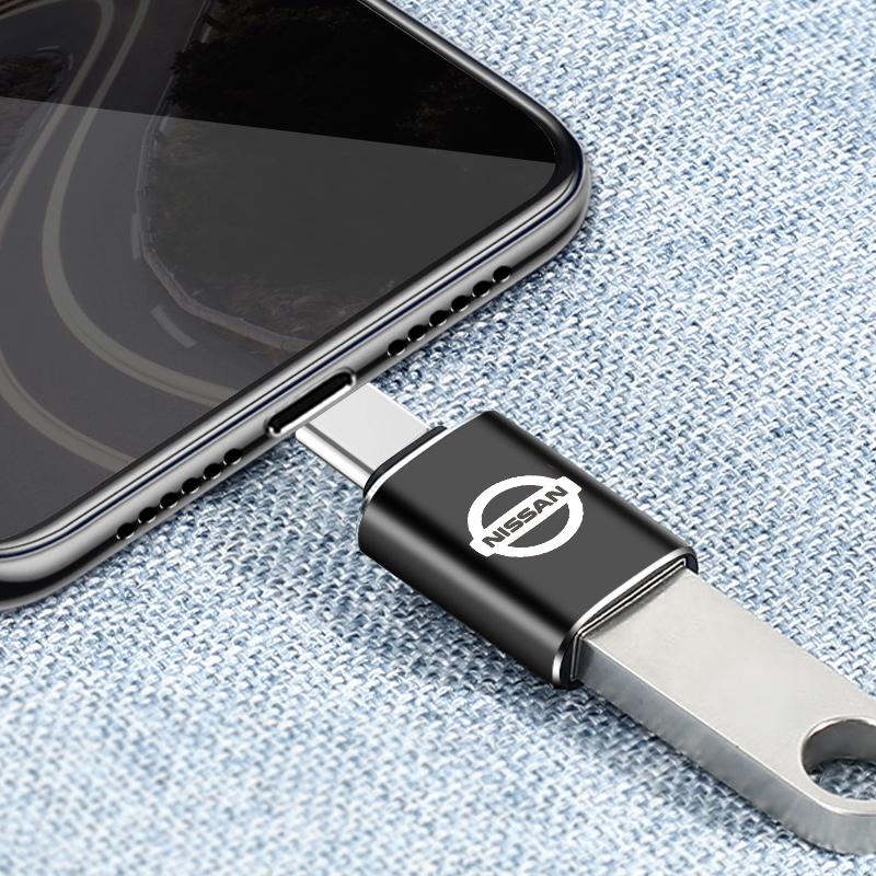 1Pcs Car Charging Adapter Type-C To USB Converter Car Accessories For Nissan Nismo Qashqai X J10 Trail Tiida Juke Teana Pulsar Altima