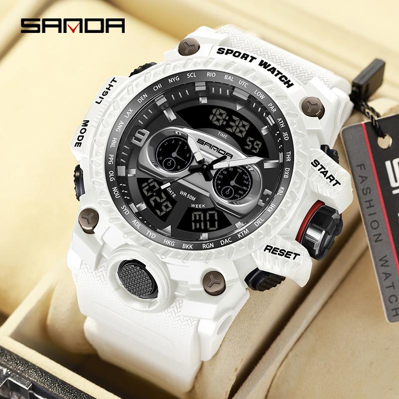 SANDA G Style New Men's Watches 50M Waterproof Sports Military Quartz Watch For Male LED Digital Electron Wristwatch Clock