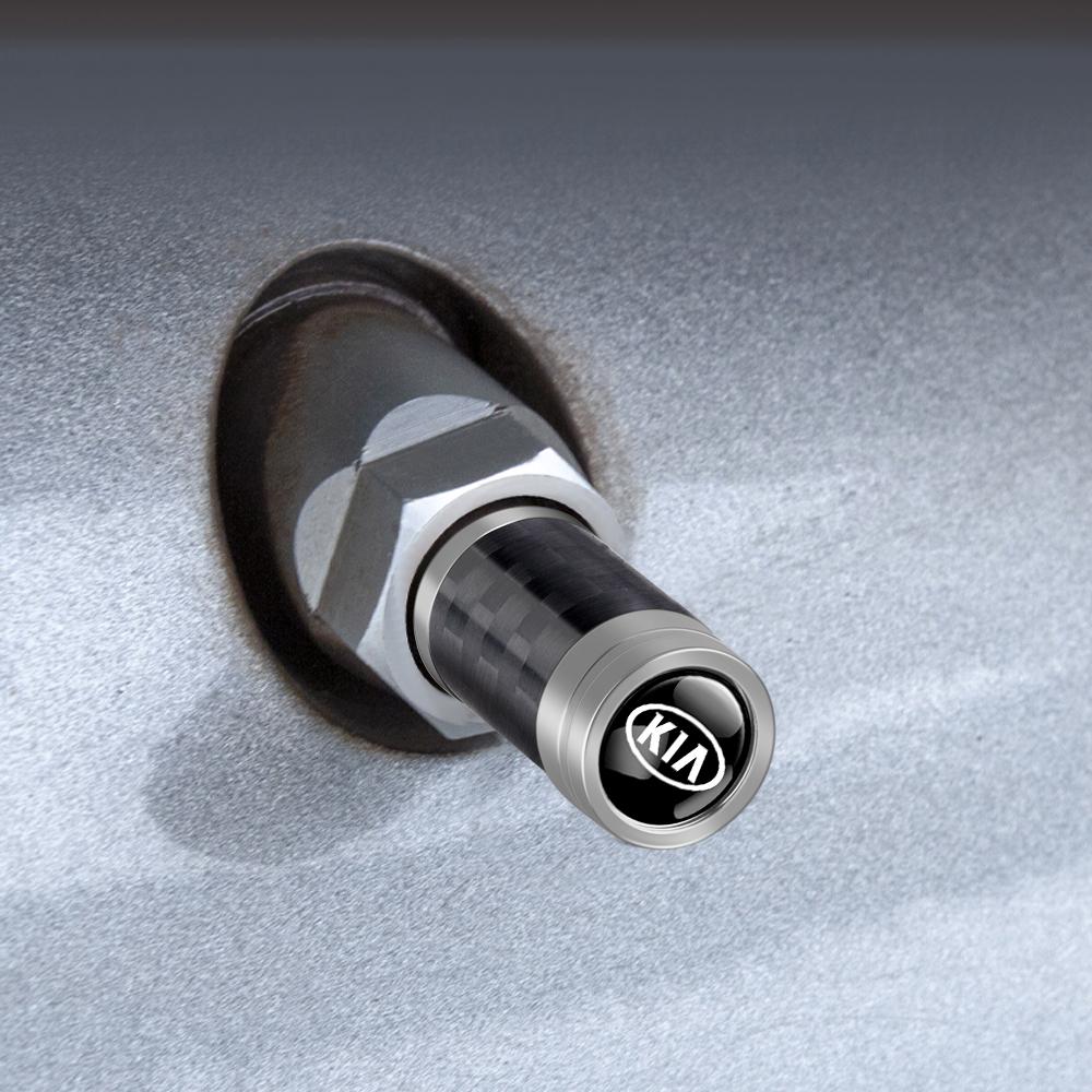 2026 Hot Car Sticker 4Pcs Metal Carbon Fiber Car Wheel Valve Stem Dust Cap Auto Accessories For Kia Rio 3 Soul Picanto EV6 Cerat