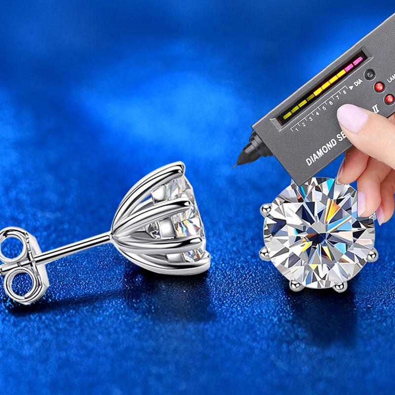 Luxury 925 Sterling Silver Women Earrings 2 .0ct D Color Moissanite Stud Earrings For Women Bride Sparkling Wedding Jewelry Gift