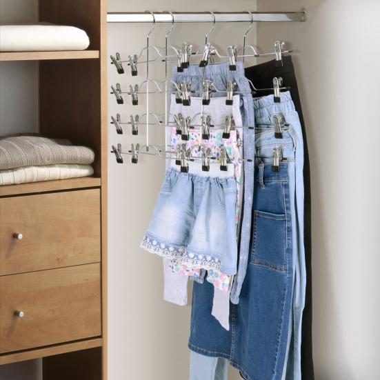 Pants Hanger Good Load-bearing Multi-layered Rustproof Non-slip Simple Installation 4 Tier Wardrobe Clothes Organizer Pants Hanger Household Supplies