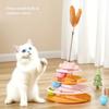 2025 pattern Artificial Feather Cat Rotating Toy Interactive Fun Toy, 3-Layer Rotating Tower with Three Small Balls and Feathers