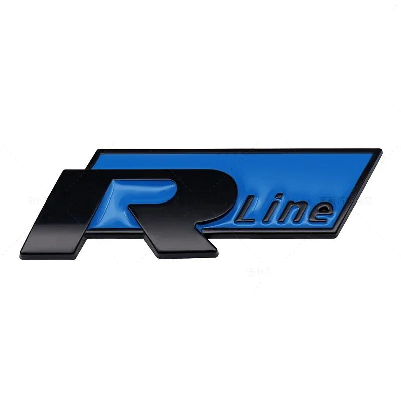 1Pc Metal Rline Emblem Car Front Grille Badge Rear Trunk Sticker for BORA CC GOLF JETTA MK4 PASSAT Polo SR32 Lavida