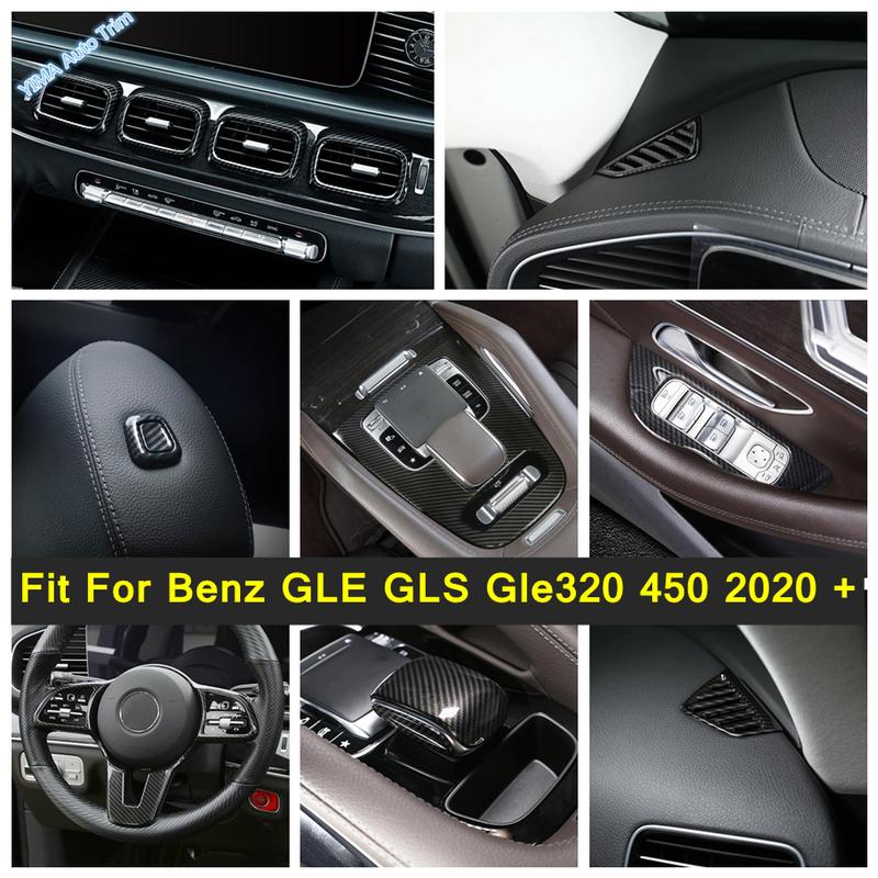 Car Glass Lift / AC Vent Outlet / Steering Wheel Decor Cover Trim ABS Accessories For Mercedes-Benz GLE GLS Gle320 450