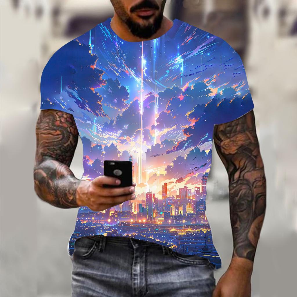 Fashion Men's T-Shirts with Red Wine 3D Print Pattern Summer Vintage Oversized Short Sleeved Casual Harajuku Men's Clothing