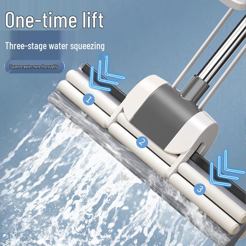 Large Absorbent PVA Roller Mop - Hands-Free, Lightweight Sponge Mop for Household Cleaning