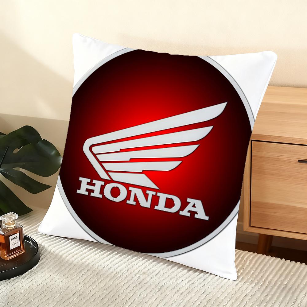 H-H-Honda Motocyklový Potah na Polštář Hedvábný Krátký Plyš Potah na Polštář Domácí Pohovku - Neviditelný Zip Domácí Dekorace