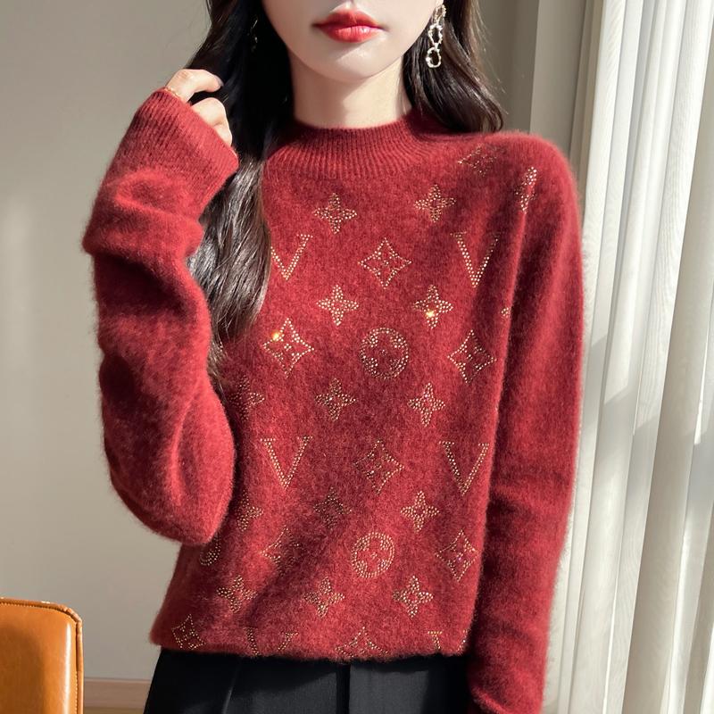 

Женский кашемировый свитер Qinghe кашемир 30% кашемир 70% шерсть осенне-зимний пуловер теплый и модный XXL красный