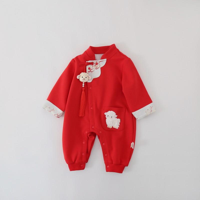Mono de Bebé Niña Algodón Manga Larga Estilo Chino Body Recién Nacido a Niño Pequeño 66-90cm