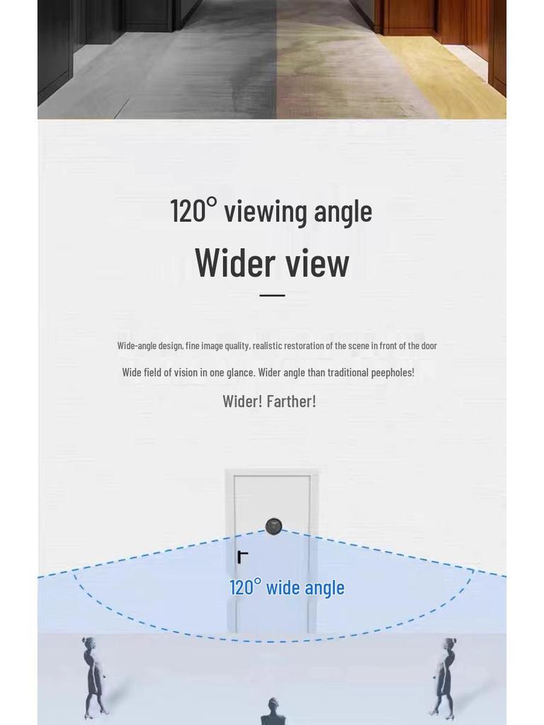 Wireless Smart Peephole Visual Doorbell Camera for Home Monitoring
