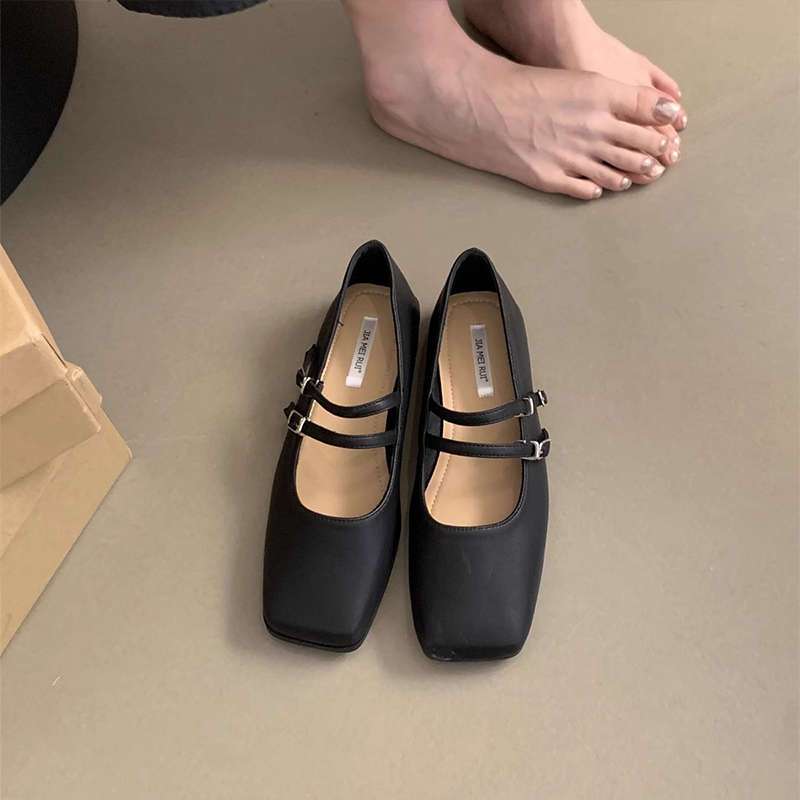 Весна-лето Женские туфли Мэри Джейн с квадратным носком повседневные женские туфли на плоской подошве с мягкой подошвой женские удобные балетки 39EUCN40 чёрный 2013₽