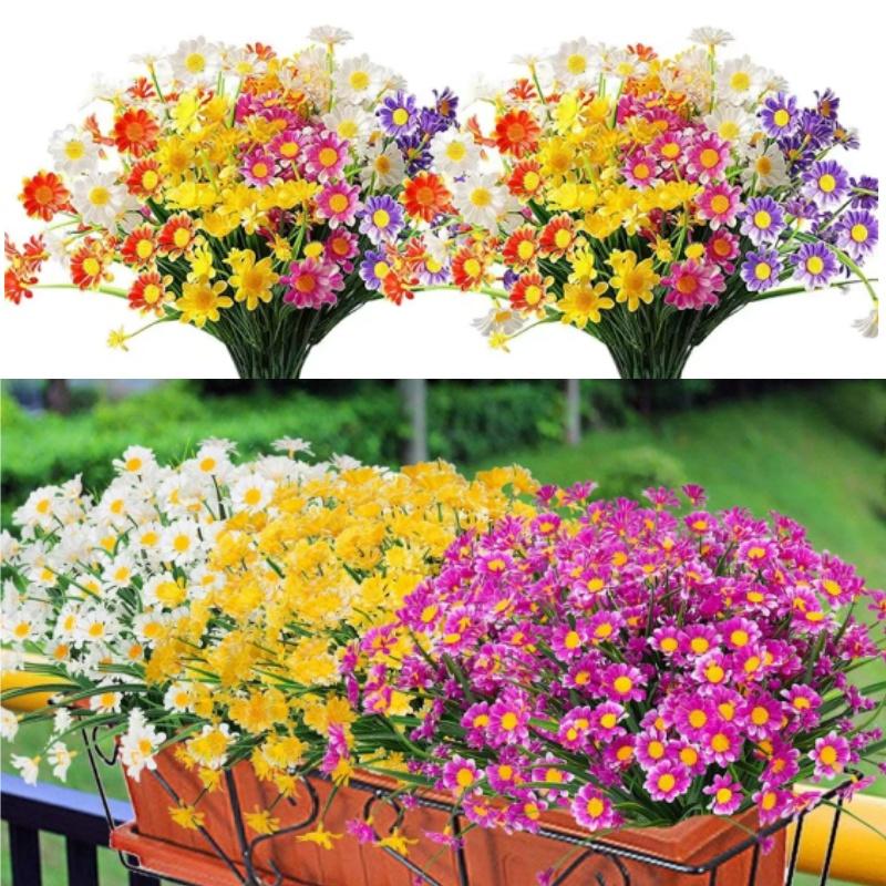 30cm Artificial Flower Daisy Anti-UV Non-fading Plastic Plant Home Decoration Window Outdoor Plastic Flower Wedding Decorations