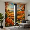 2 Pieces HD Field Sunflower Garden Maple Harvest Fruit Decorative Curtain Yellow Tie Digital Printed Curtain Home Decoration Sty