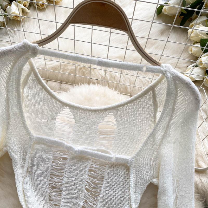 Abito lavorato a maglia senza schienale elegante scava fuori Abito da donna elegante a maniche lunghe sexy Mini abiti a matita Abito coreano sottile di moda di base sottile femminile 2024
