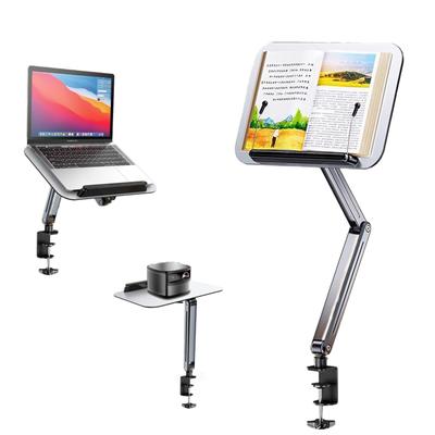Reading Laptop Aluminum Book Tablet Posture Stepless Height for Home Bookstand, Stand, Clamp-type Stand, 360-degree Rotation, Foldable, 3-tier, Alloy,